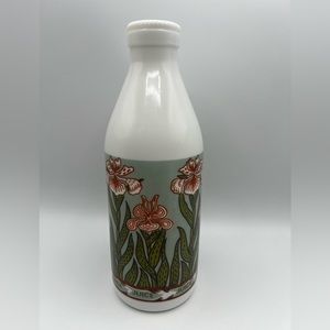 Vintage Egizia Milk Glass Juice Bottle Tiger Lily Pattern NO CAP LID great cond